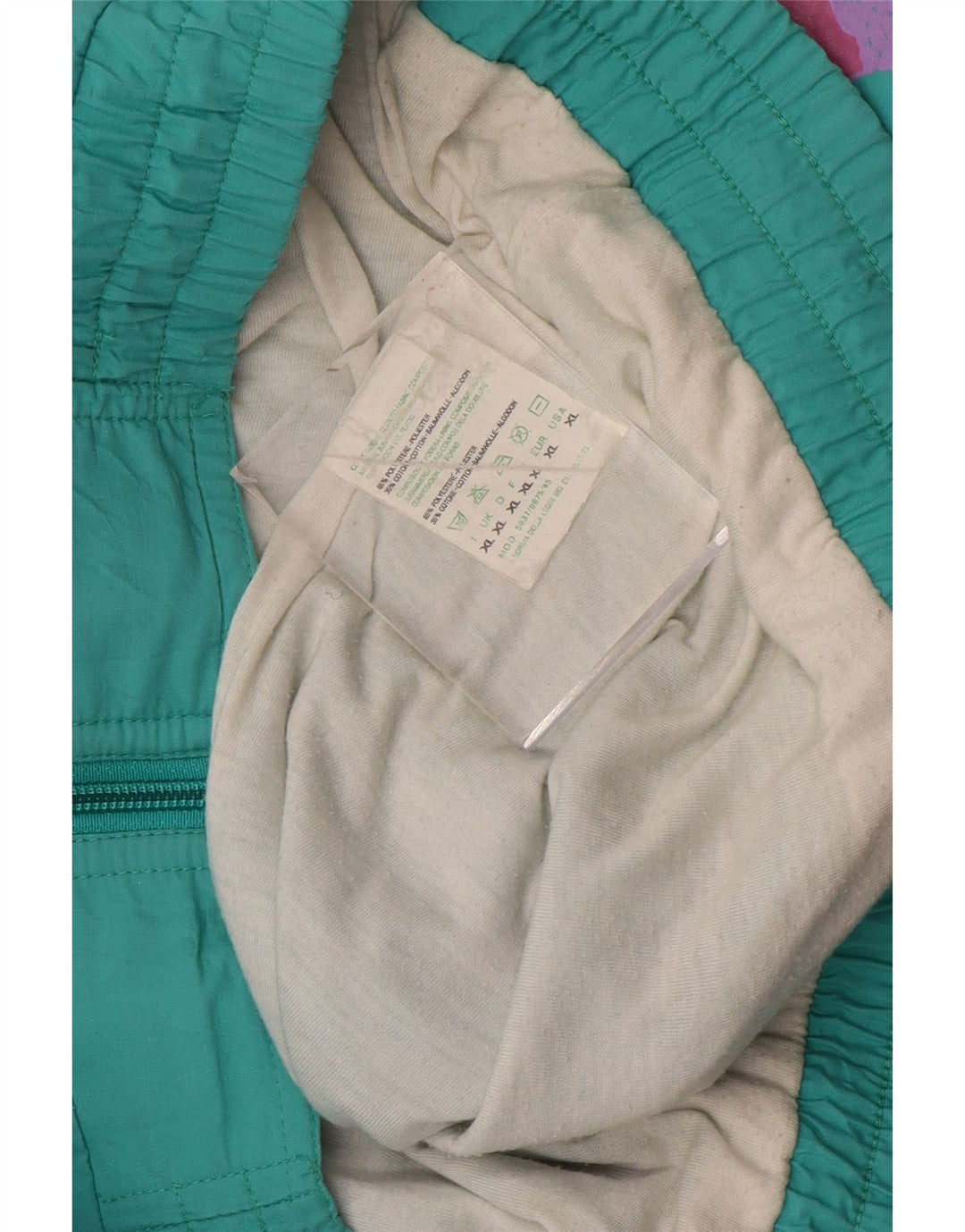 VINTAGE Veste de survêtement pour homme XL Turquoise Colourblock Polyester