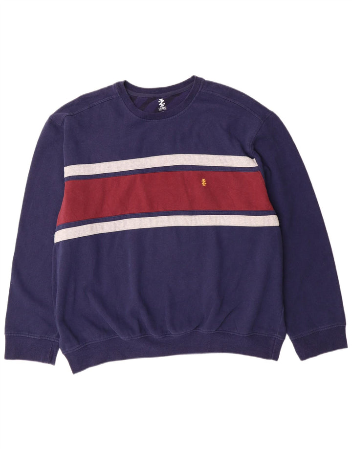 Izod Sweat-shirt pour homme en coton rayé bleu marine 2XL