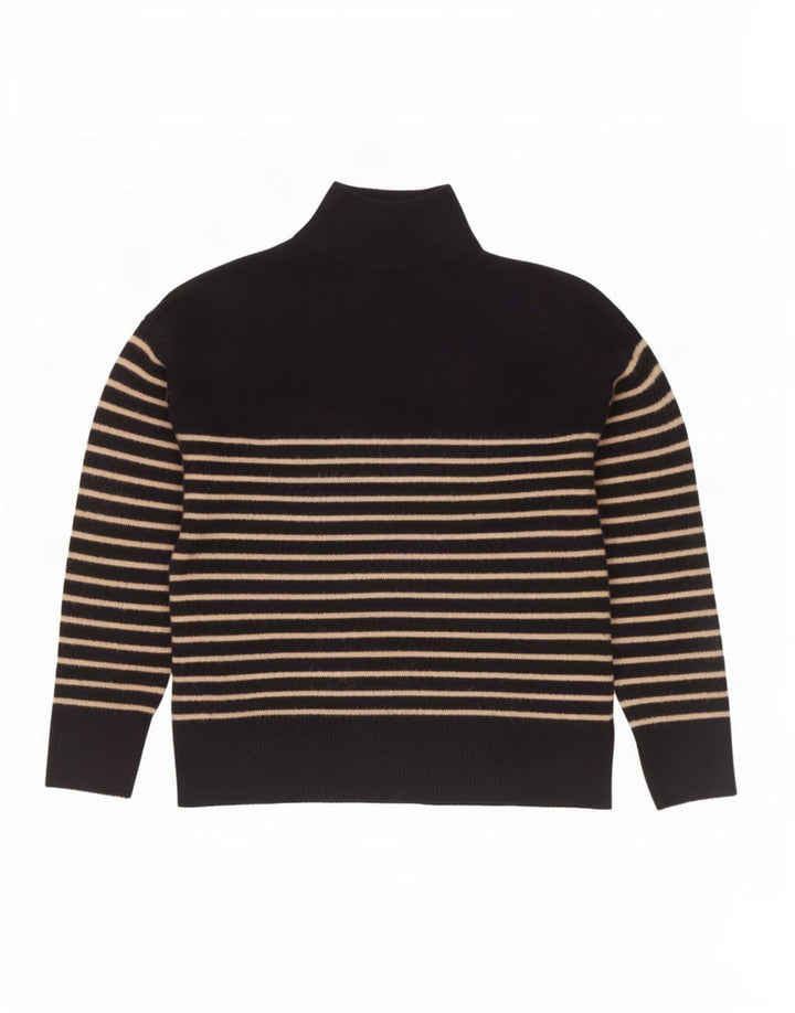 Zara Pull à col boutonné pour femme UK 14 Bleu marine moyen rayé