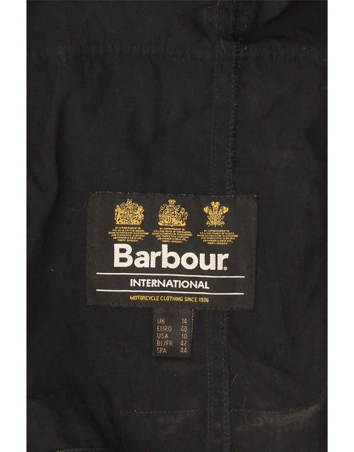 Barbour Veste militaire en simili cuir pour femme UK 14 Large Noir Polyester