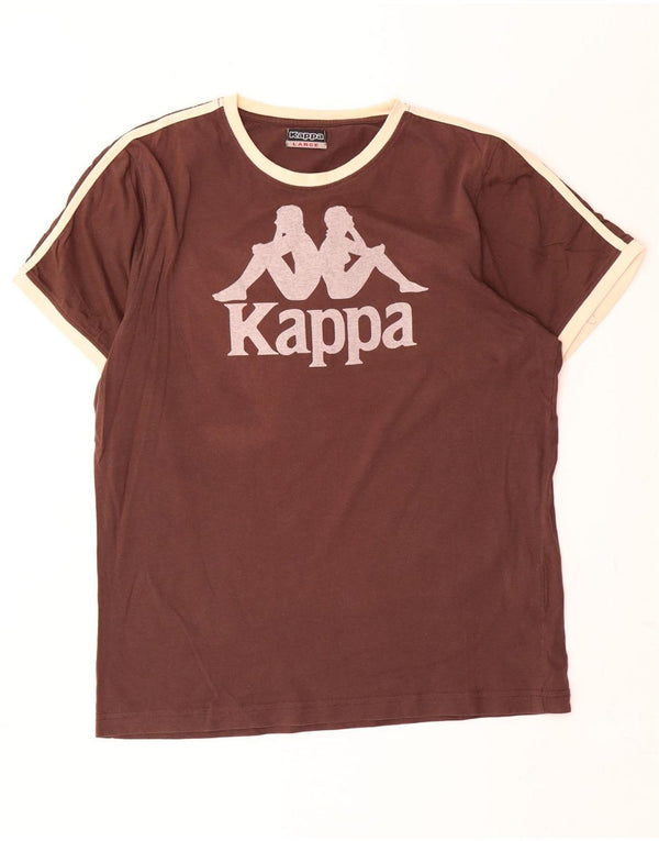 Kappa Mens Graphic T-Shirt Top Large Marron Coton