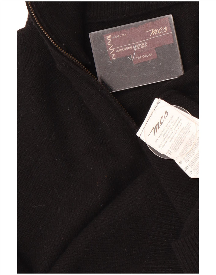 Marlboro Classics Pull à col zippé pour homme en laine noire moyenne