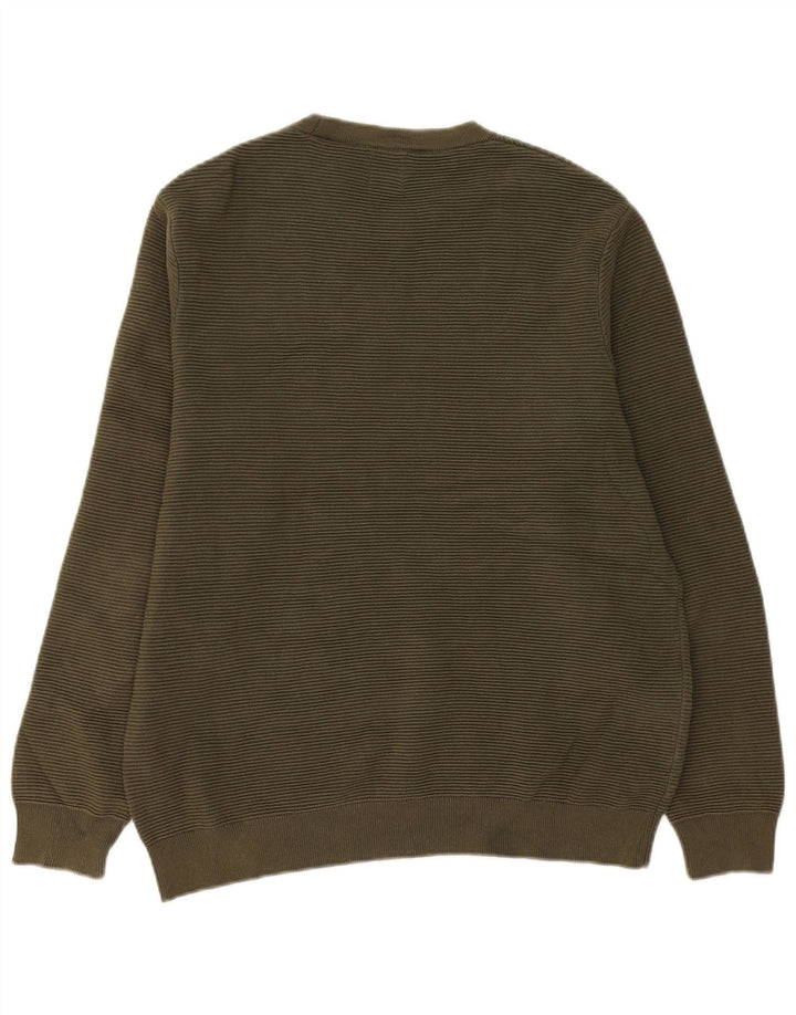 Zara Pull à col rond pour homme en coton kaki Large