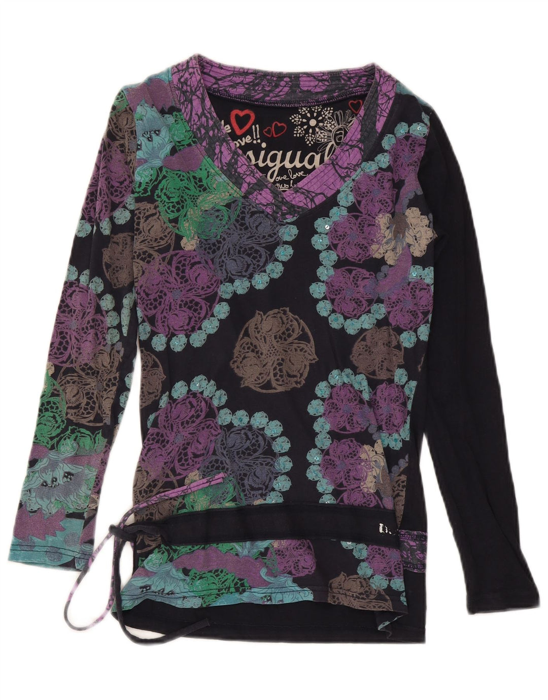 Desigual Chemisier à manches longues pour femme UK 42 Medium Multicolore Floral