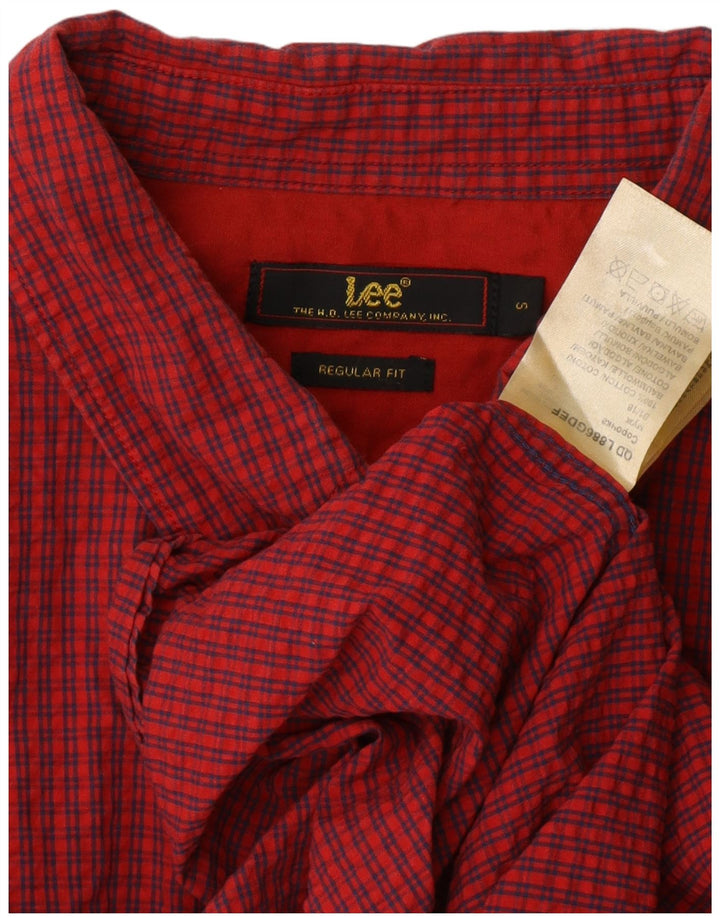 LEE Chemise à manches courtes pour homme, coupe régulière, en coton à petits carreaux rouges