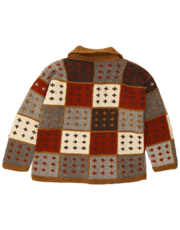 vintage Womens Cardigan Sweater UK 16 Grand Patchwork Multicolore