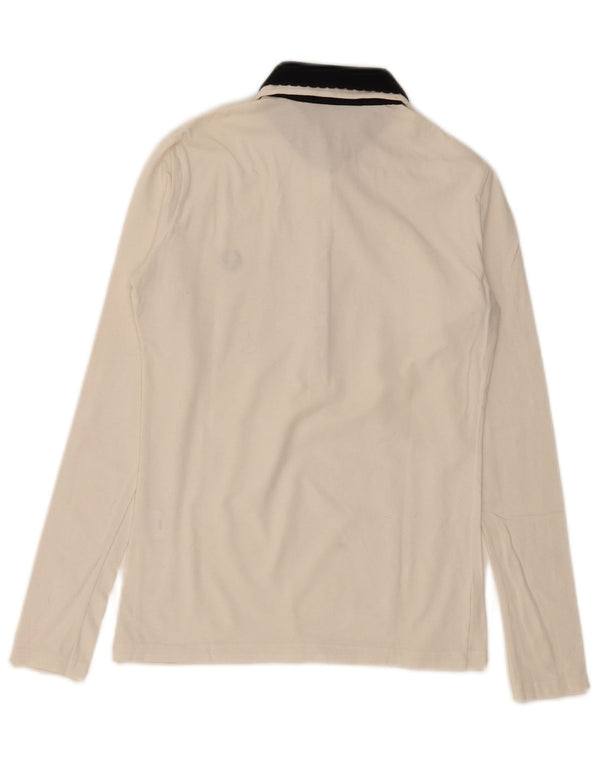 Fred Perry Polo à manches longues pour femme UK 12 Coton blanc moyen