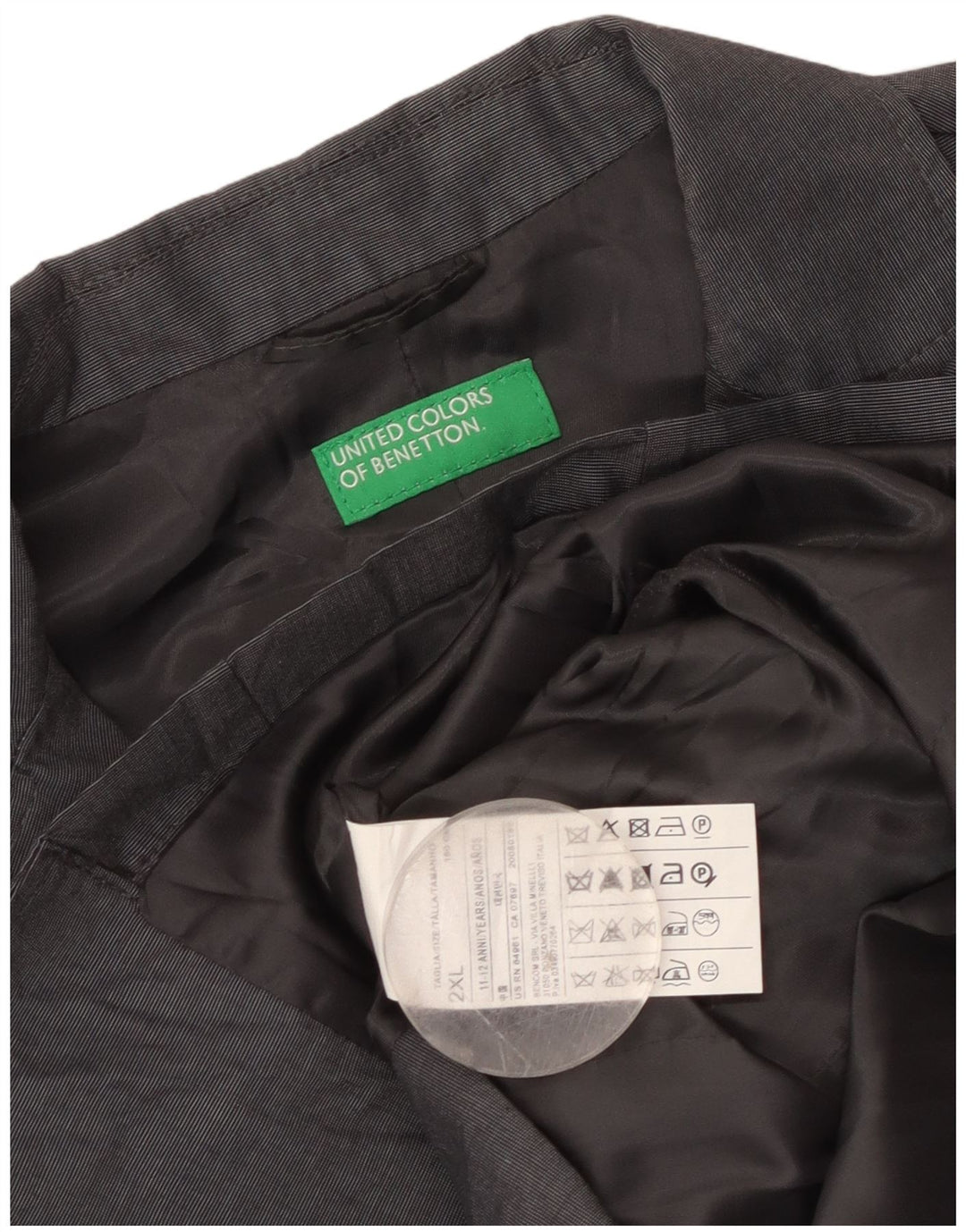 Benetton Veste Blazer 3 Boutons Garçon 11-12 ans 2XL Gris Coton