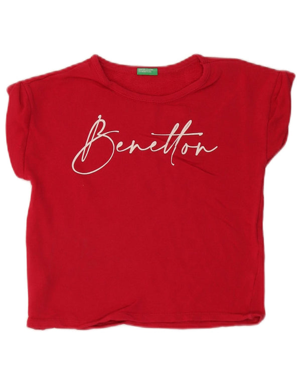 Benetton T-Shirt Graphique Fille 7-8 Ans Rouge