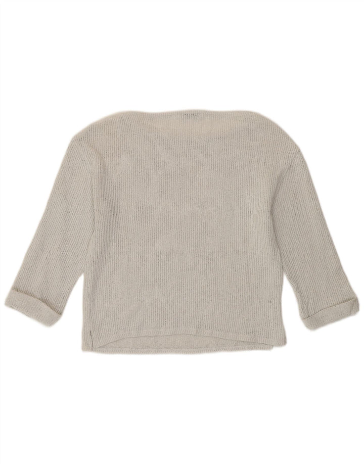 Zara Femme Top Manches 3/4 UK 12 Coton Blanc Moyen