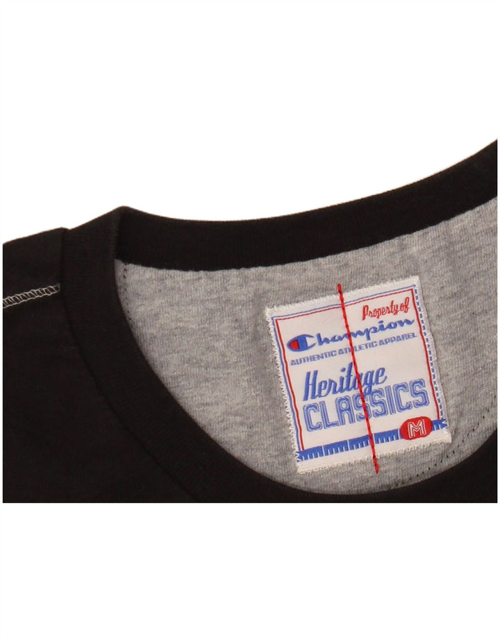 CHAMPION T-shirt court Heritage Classics pour femme UK 12 Noir moyen
