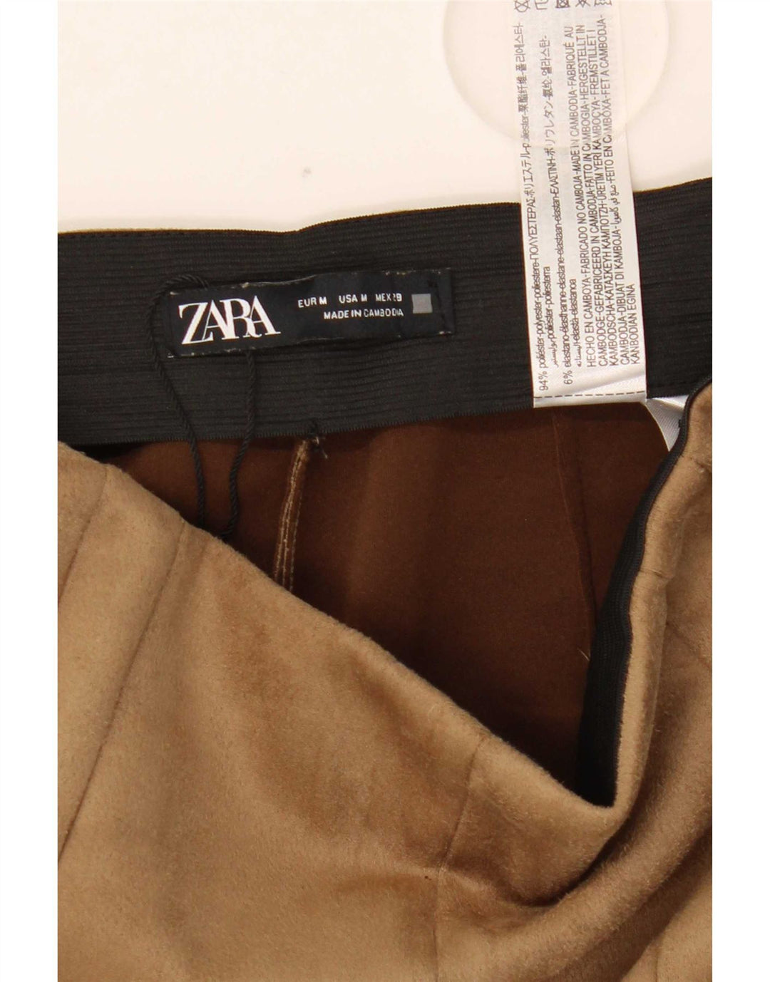 Pantalon Slim Taille Haute Femme Zara Moyen W28 L27 Marron Polyester