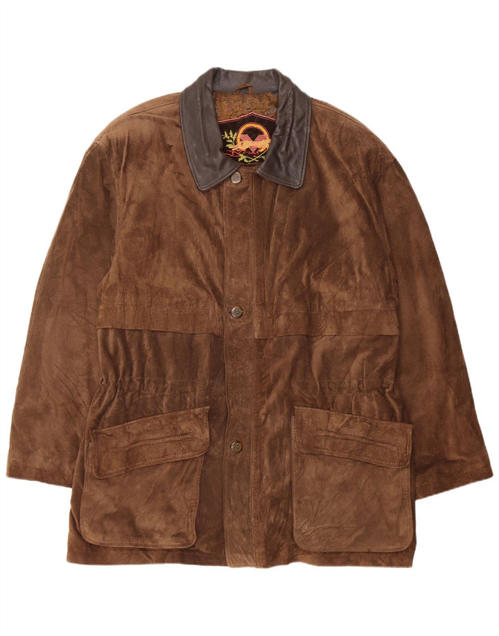 veste en daim homme vintage IT 54 XL cuir marron