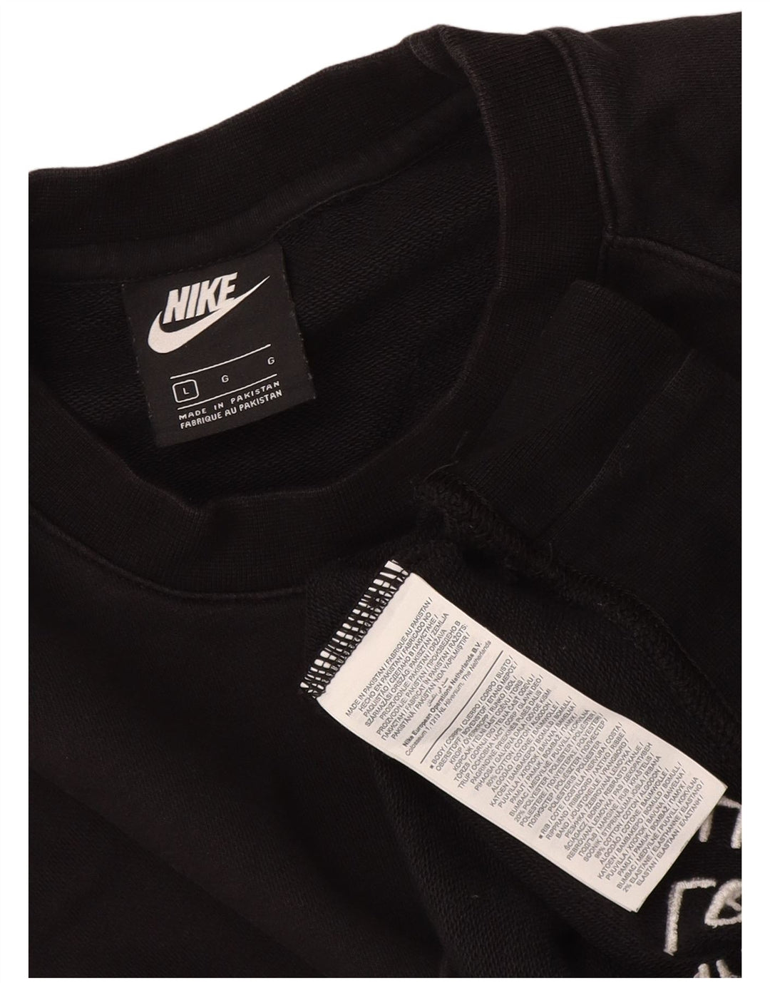 Nike Sweat-shirt graphique pour homme en coton noir Taille L