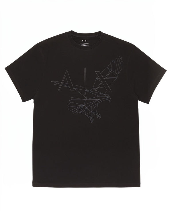 Armani Exchange T-shirt graphique régulier pour homme, petit, noir, géométrique