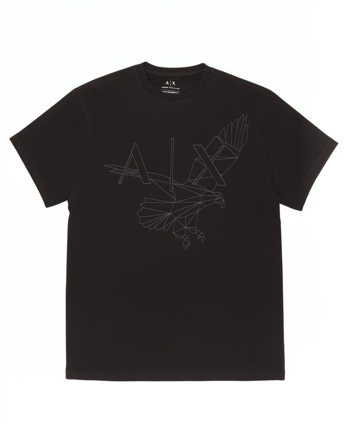 Armani Exchange T-shirt graphique régulier pour homme, petit, noir, géométrique