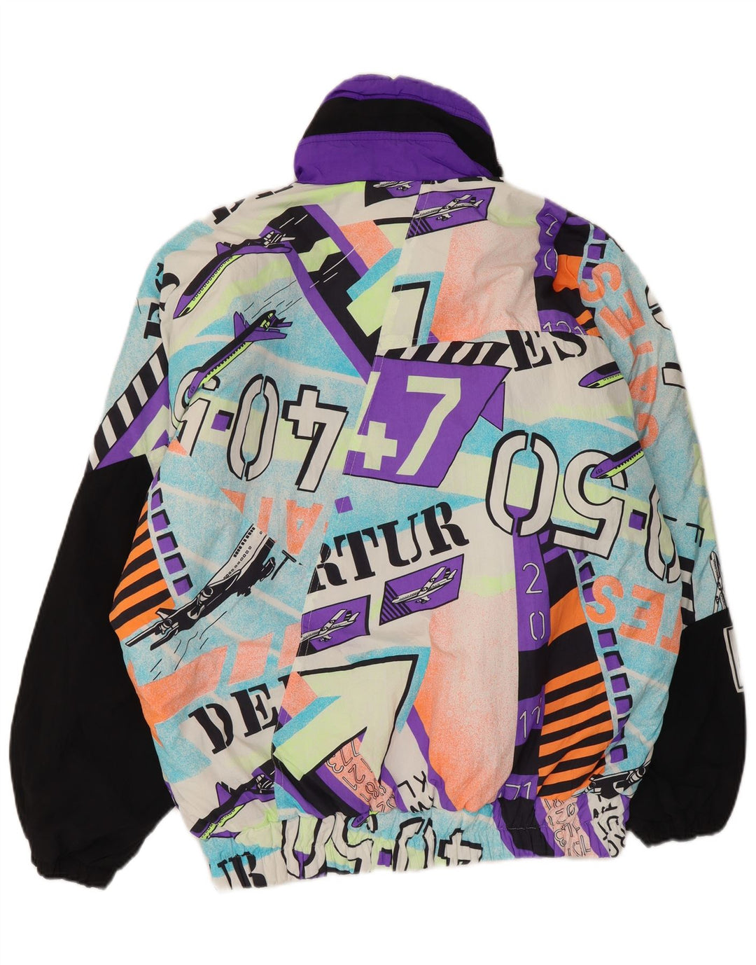 veste de ski à capuche graphique homme vintage UK 40 grand polyamide multicolore