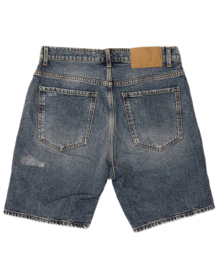 Zara Short en jean vieilli pour homme EU 40 Medium W31 Bleu