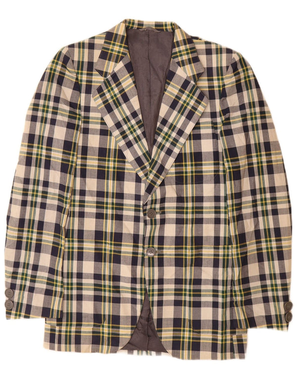 vintage Mens 2 Bouton Blazer Veste Petit Bleu Marine Check