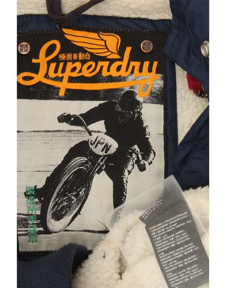 Superdry Veste matelassée pour femme UK 14 Medium Navy Blue Nylon