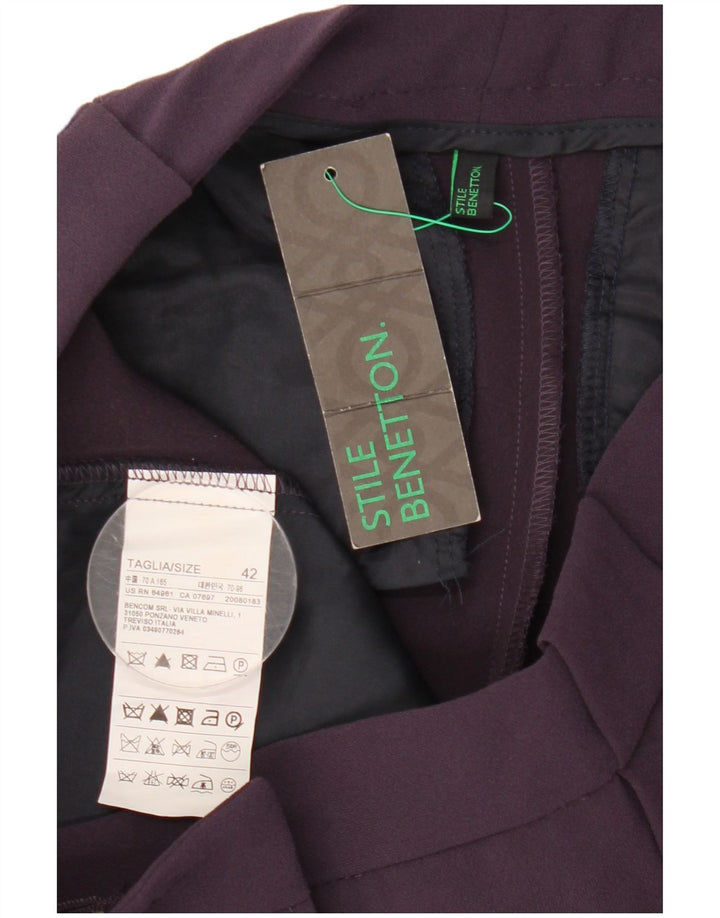 Benetton Pantalon Chino Slim Femme IT 42 Medium W30 L28 Violet Polyester