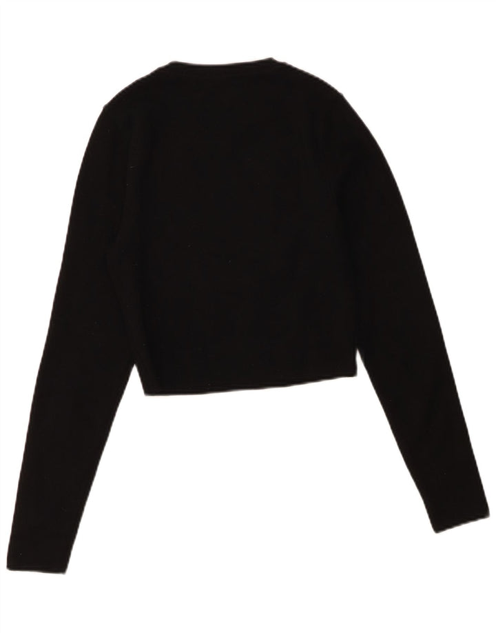 Zara Femme Crop Top UK 14 Large Noir Viscose