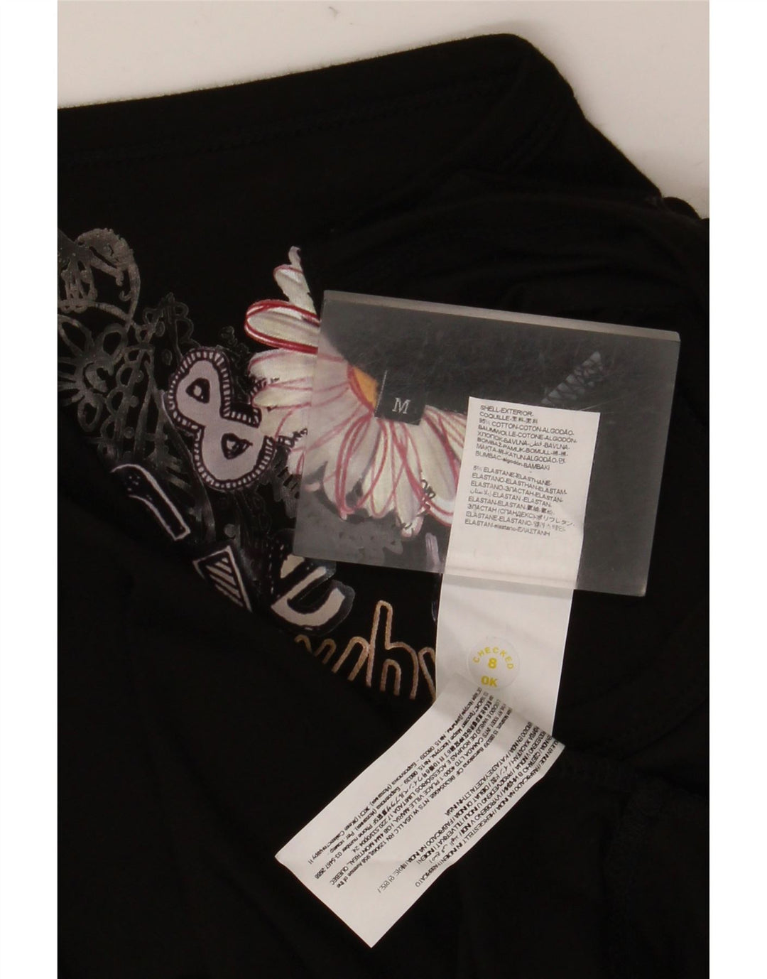 Desigual Robe trapèze pour femme UK 42 Medium Noir Floral Coloré