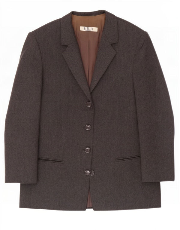 Marella Veste Blazer 4 Boutons Femme UK 12 Laine Gris Moyen
