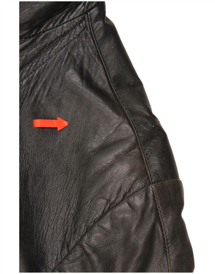 veste en cuir femme vintage UK 16 Grand cuir noir