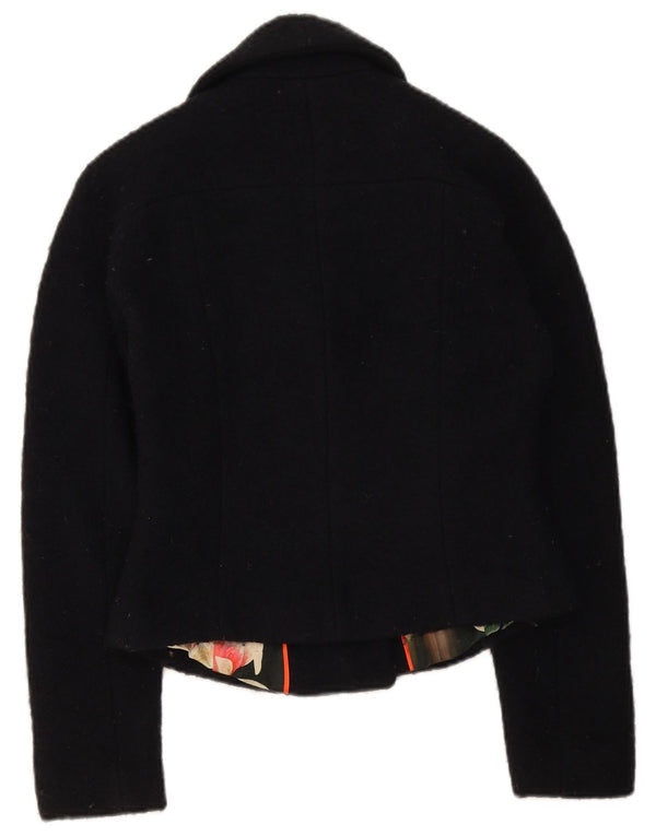Ted Baker Veste Boléro Femme UK 8 Petite Laine Noire
