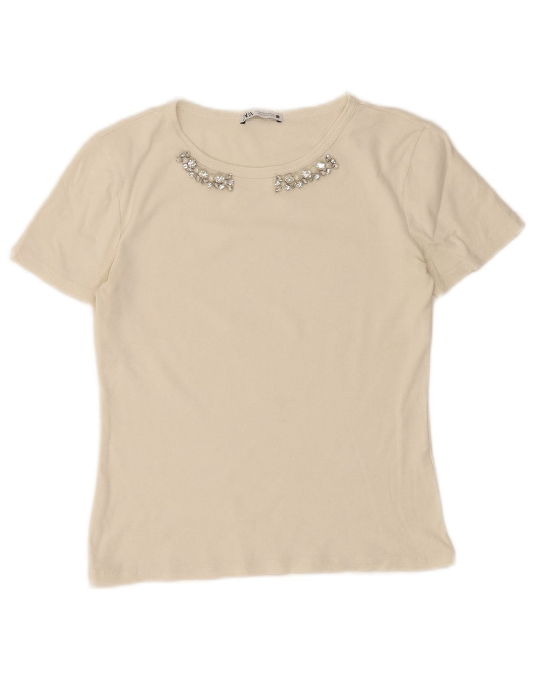 Zara Femme T-Shirt Top UK 12 Medium Blanc