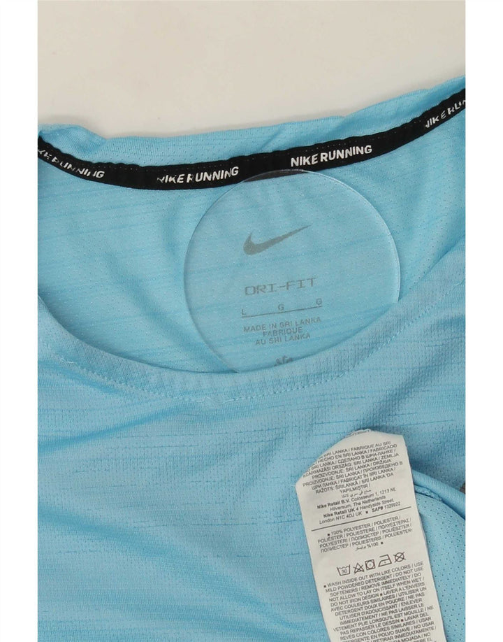 Nike T-shirt Dri Fit pour homme en polyester à fines rayures bleues