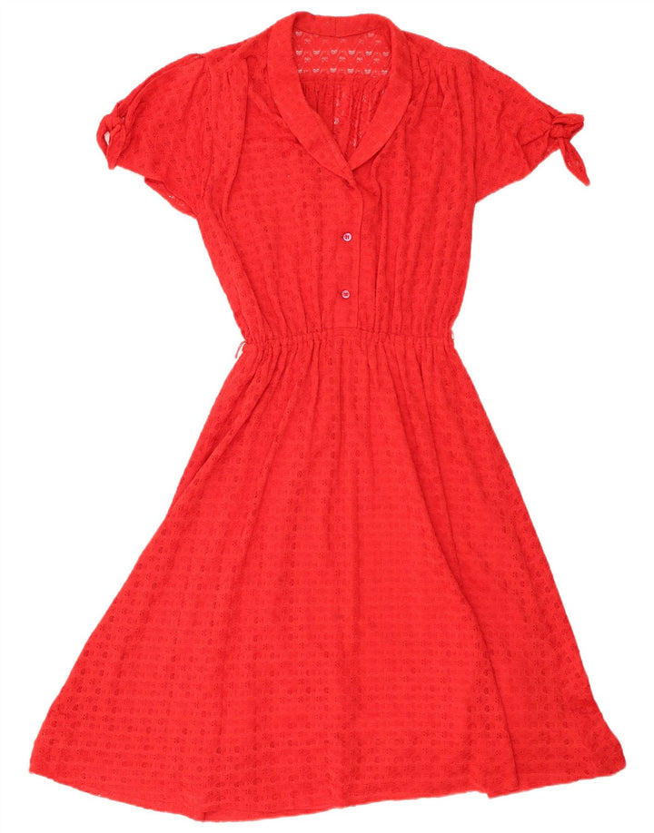 vintage Femme Robe A-Line UK 8 Petit Rouge