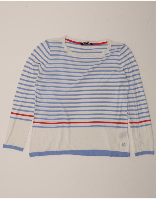 Crew Clothing Pull col bateau pour femme UK 16 Large Bleu Rayé