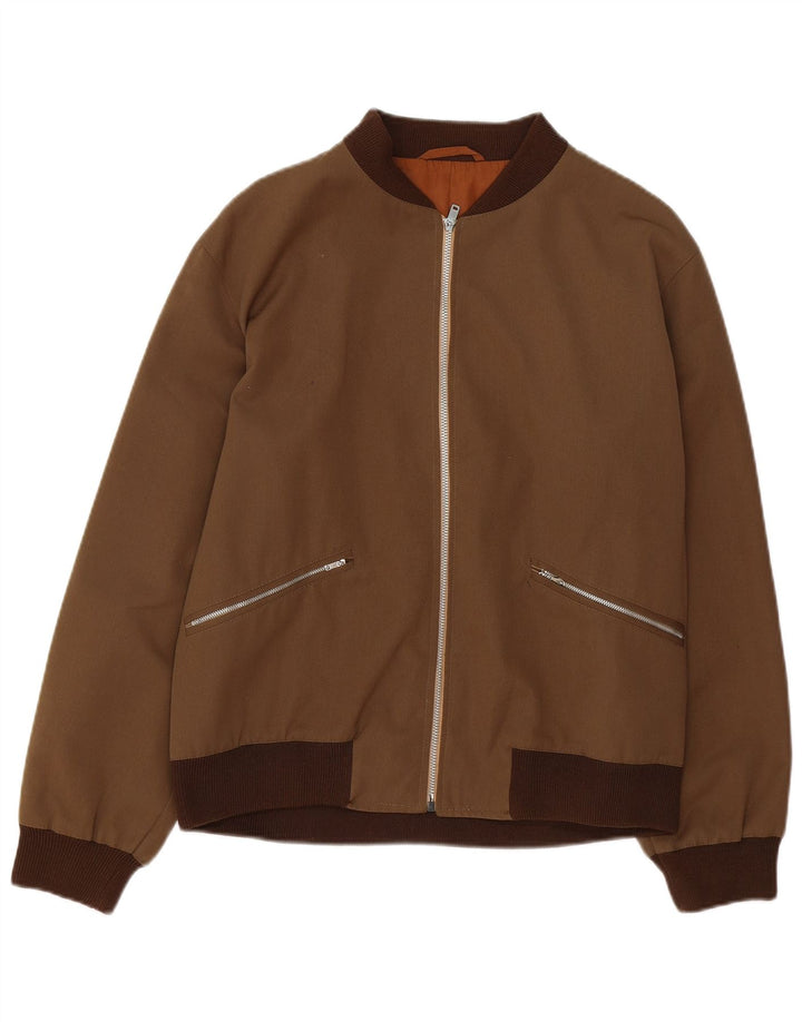 VINTAGE Womens Bomber Jacket UK 14 Large Brown