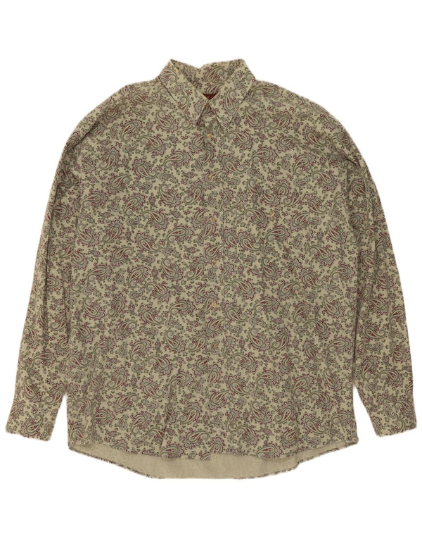 Chemise Homme Vintage XL Vert Paisley Coton