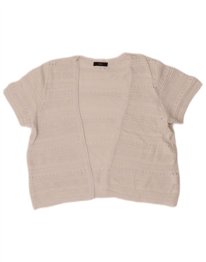 M&Co Cardigan ouvert à manches courtes pour femme UK 12 Blanc moyen