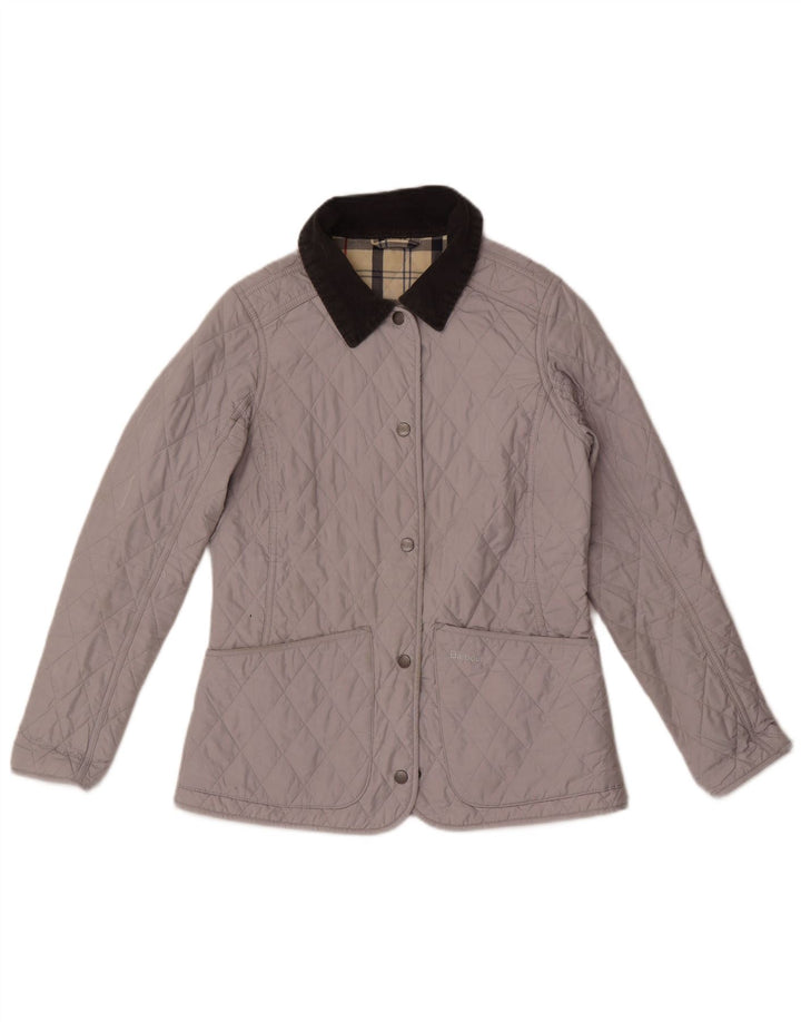 Barbour Veste matelassée pour femme UK 8 Small Gris Colorblock Polyester