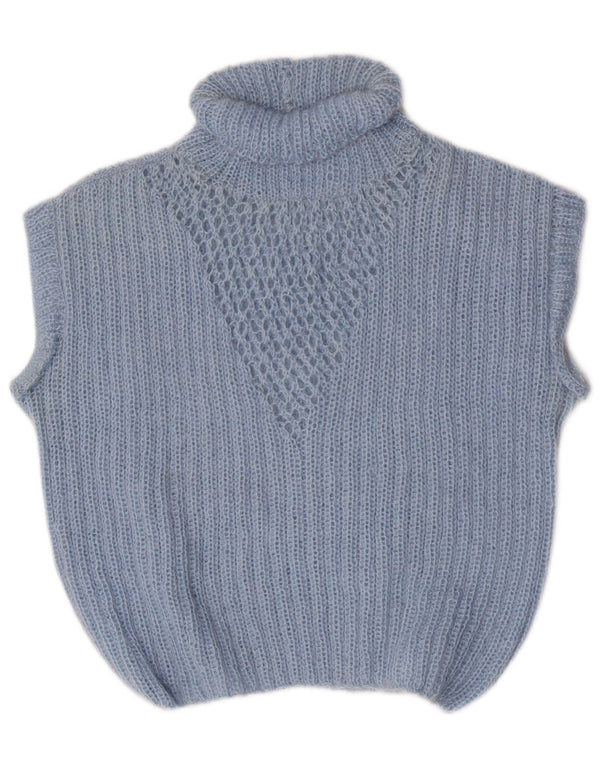 vintage Womens Vest Débardeur UK 10 Petit Bleu
