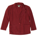 vintage Femmes 1 Bouton Veste Blazer Surdimensionnée UK 10 Petit Coton Bordeaux