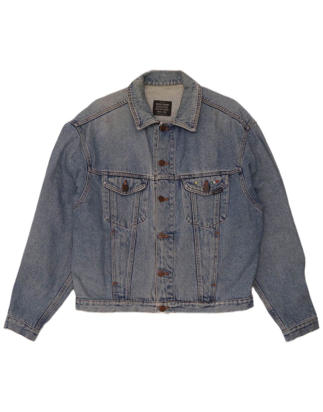 Benetton Veste En Jean IT 46 Petit Bleu Coton Homme
