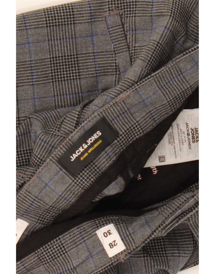 Jack & Jones Pantalon de Costume Marco Slim Homme W28 L30 Gris à Carreaux Polyester
