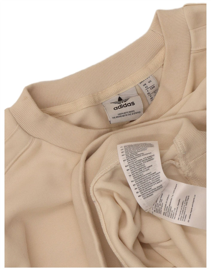 Adidas Sweat-shirt court pour femme UK 12 en coton beige moyen