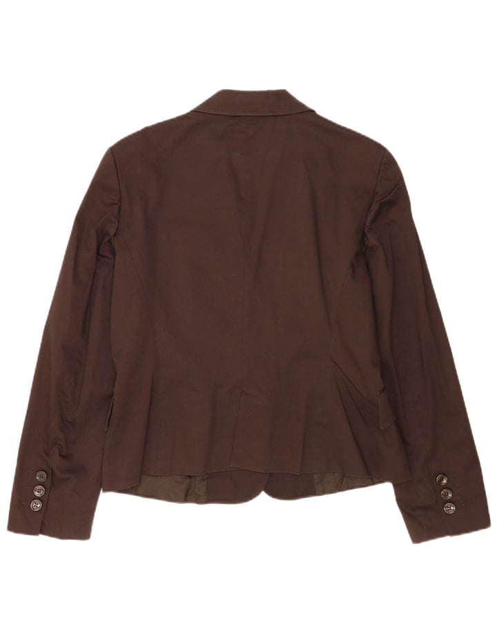 Zara Veste Blazer 2 Boutons Femme UK 18 XL Coton Marron