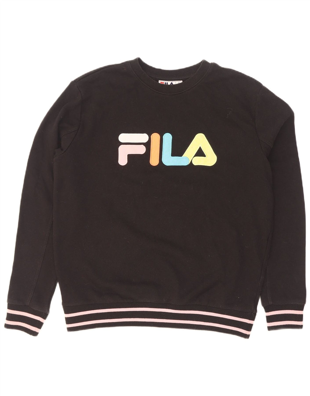 Sweat-shirt graphique pour hommes Fila Taille Large Noir à rayures en coton