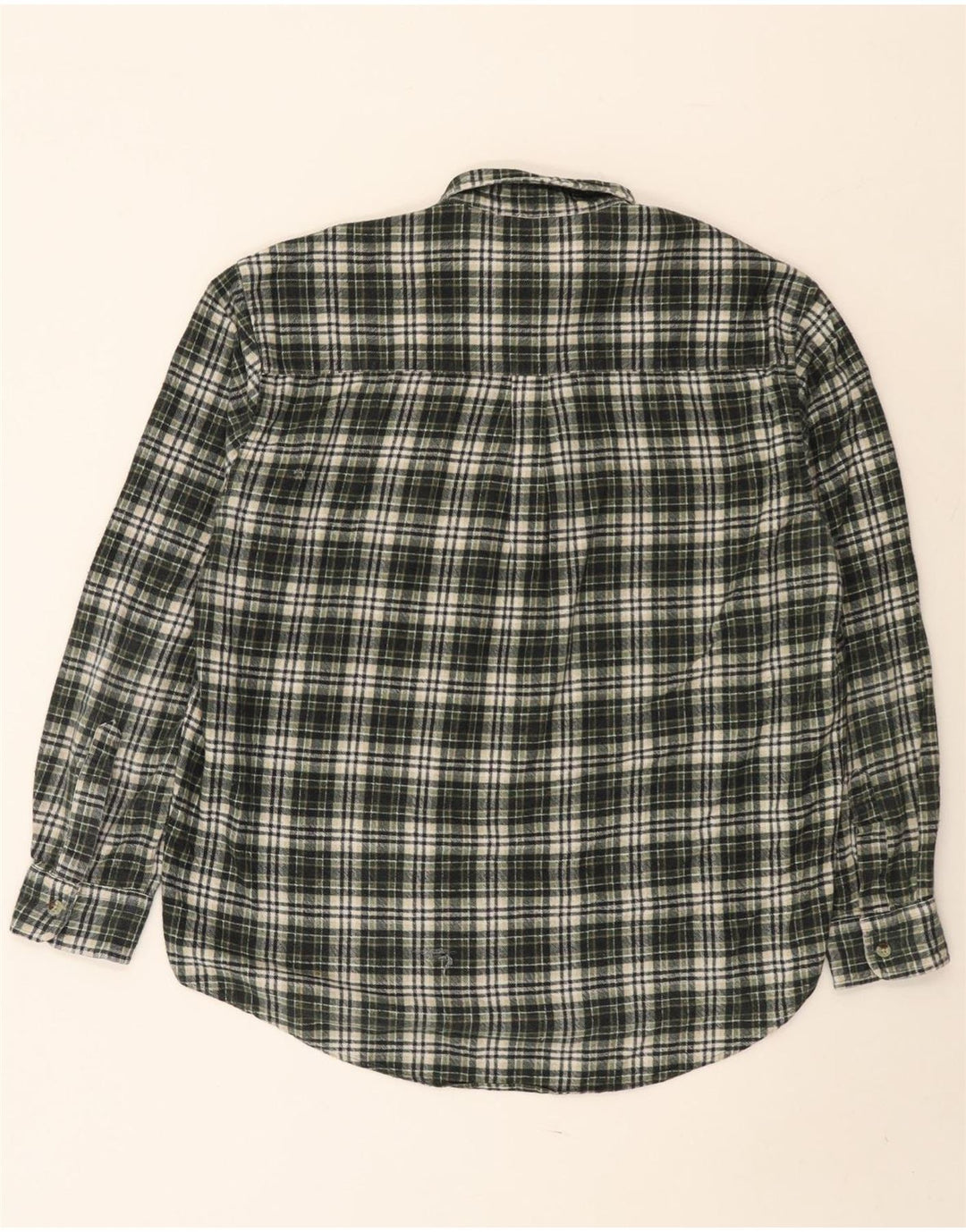 vintage Chemise en flanelle pour hommes Grand coton à carreaux verts