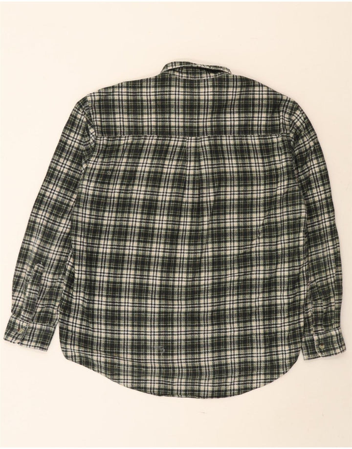 vintage Chemise en flanelle pour hommes Grand coton à carreaux verts