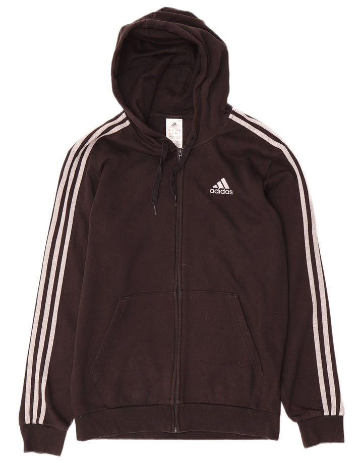 ADIDAS Pull à capuche zippé pour homme UK 40/42 Coton noir moyen