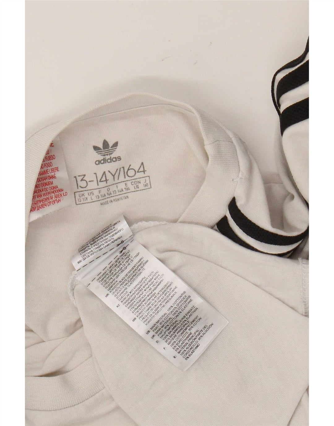 Adidas Top Garçon Manches Longues 13-14 ans Blanc Coton
