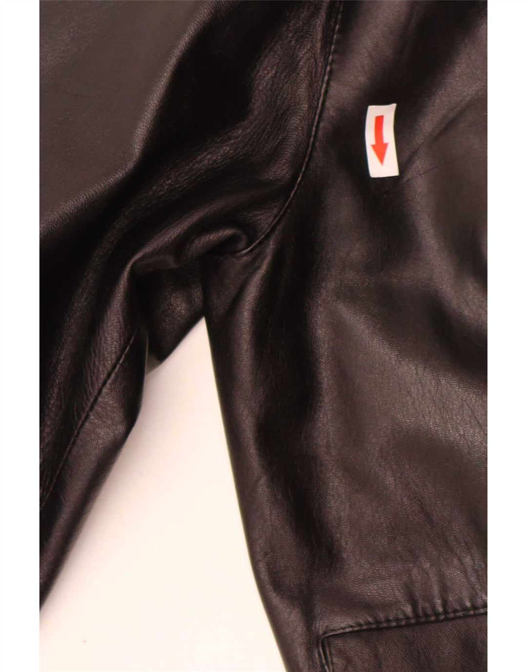 vintage Femmes Surdimensionné 3 Bouton Veste Blazer En Cuir UK 10 Petit Noir